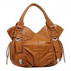 Soft Leather-Like Satchel - L. Brown - BG-HJ1105LBN